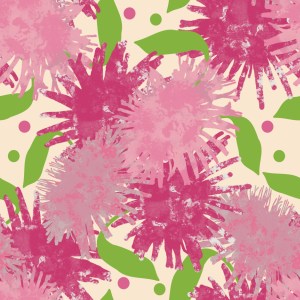 Pink Puffs Flowers Pattern